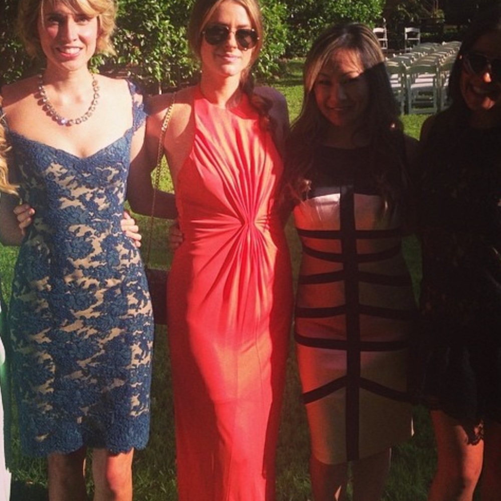 Full length coral dress